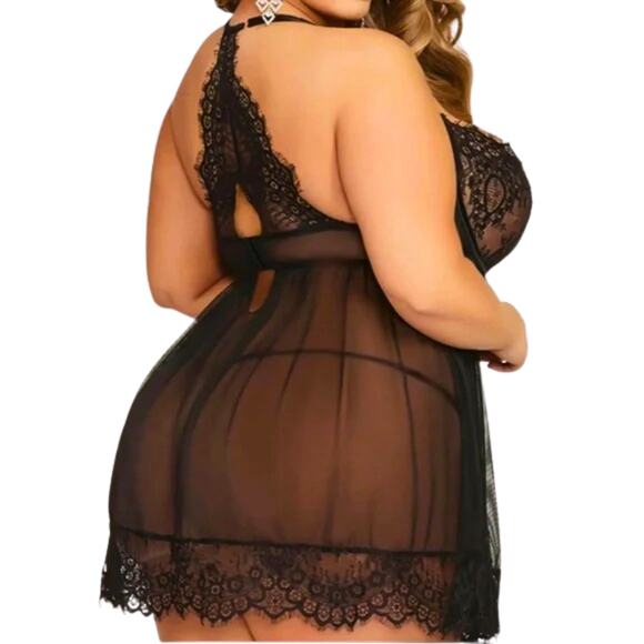 XL Lingerie Floral Lace Lingerie Set black 2 piece Sz 14 - Picture 4 of 7